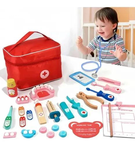 SET DE JUEGO DE ROLES DOCTOR Y DENTISTA EN MADERA PARA NI - 1