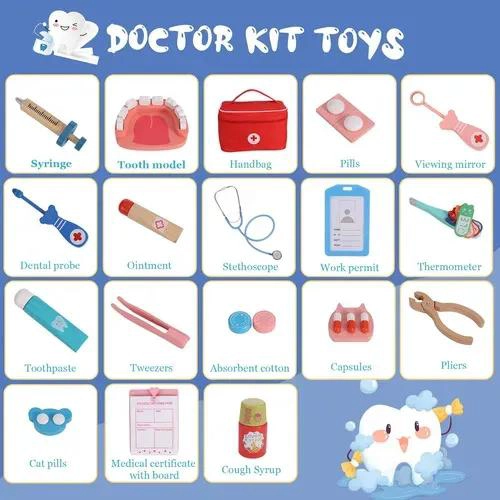 SET DE JUEGO DE ROLES DOCTOR Y DENTISTA EN MADERA PARA NI - 3