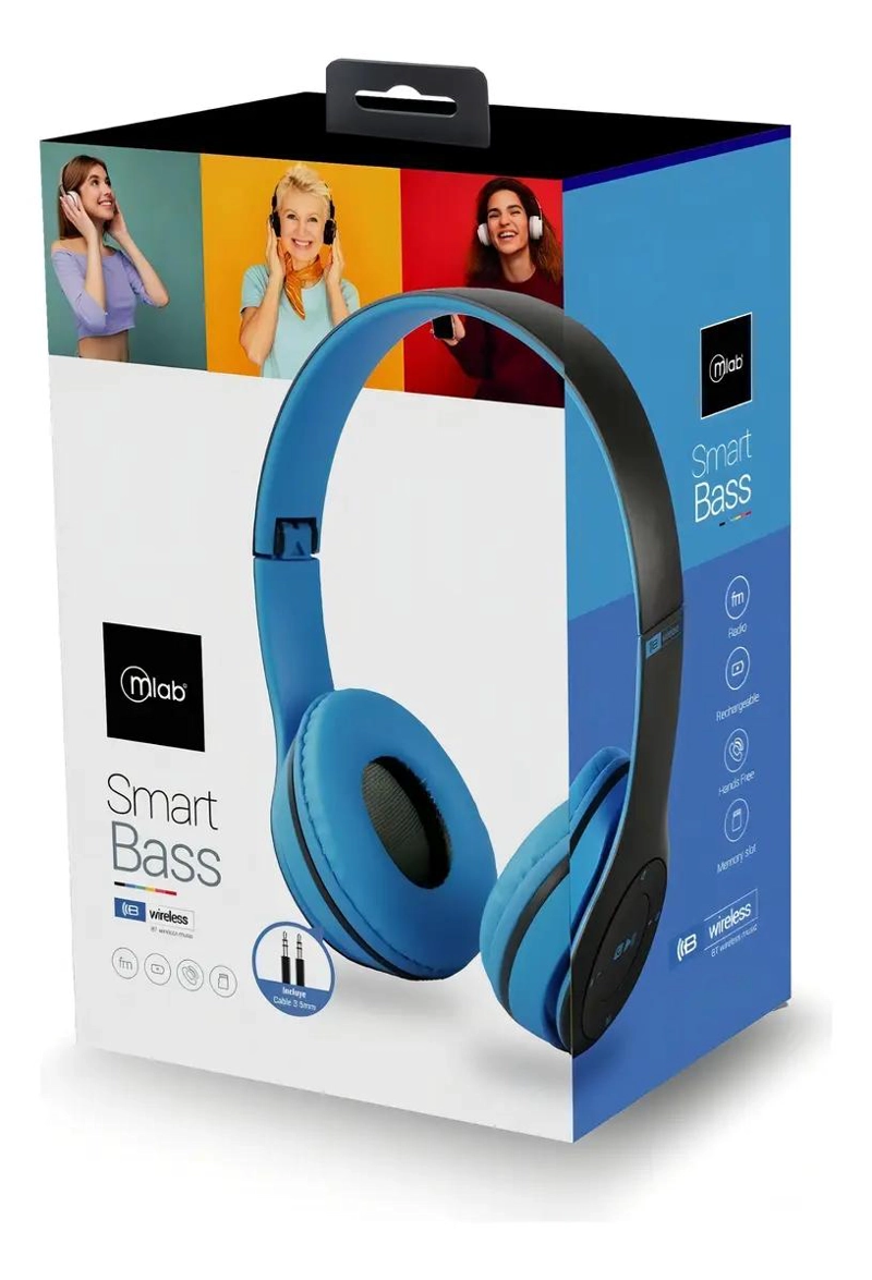 AUDIFONOS SMART BASS BLUETOOTH Y JACK 3.5MM AZUL - 3