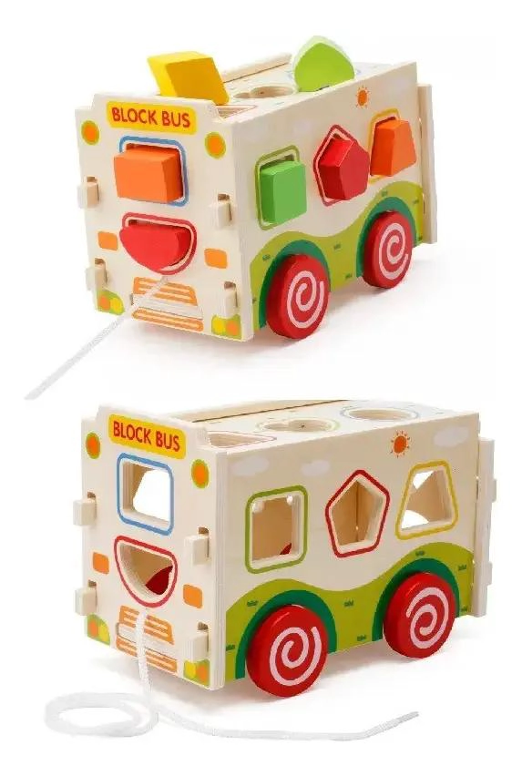 CAMION AUTOBUS DE MADERA PARA ARRASTRE INFANTIL - 3