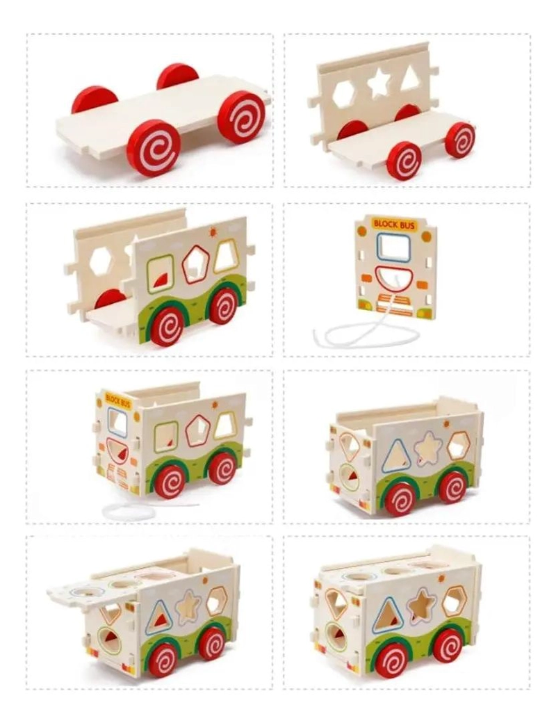 CAMION AUTOBUS DE MADERA PARA ARRASTRE INFANTIL - 5