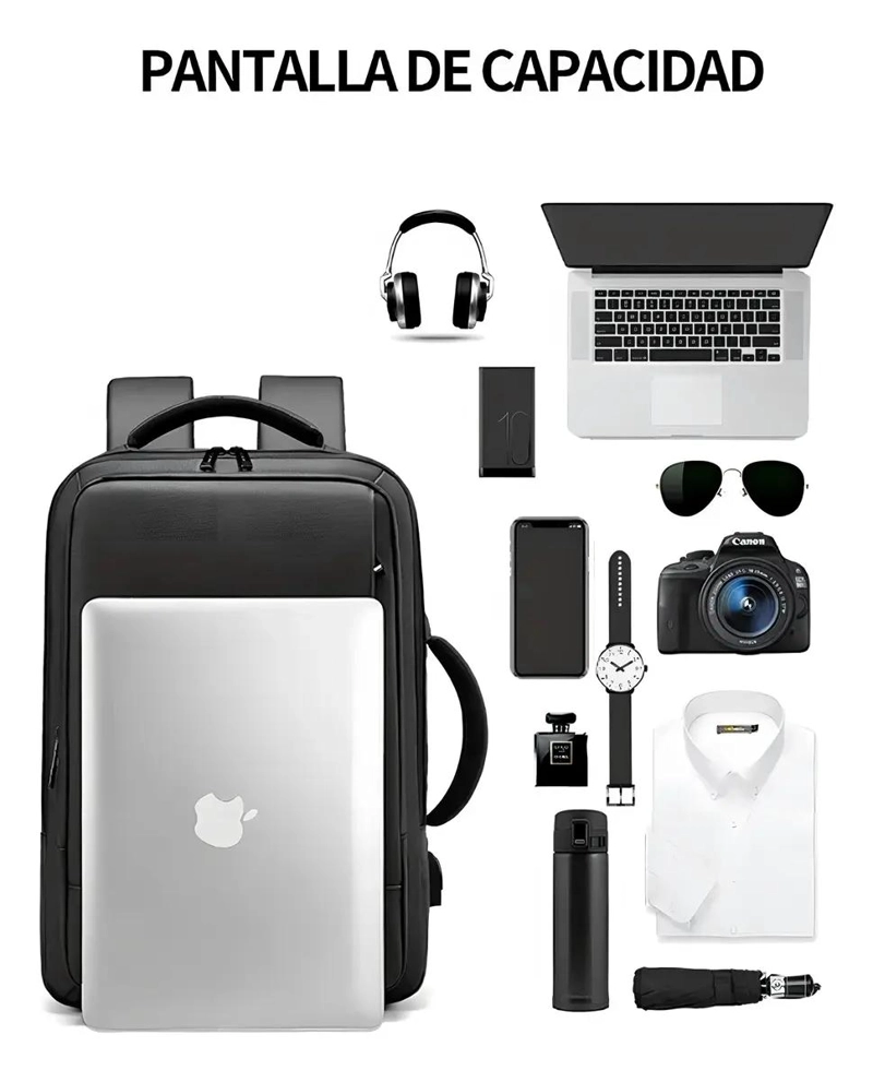 MOCHILA URBANA NEGRA 35L PARA NOTEBOOK 15.6'' CON PUERTO - 4