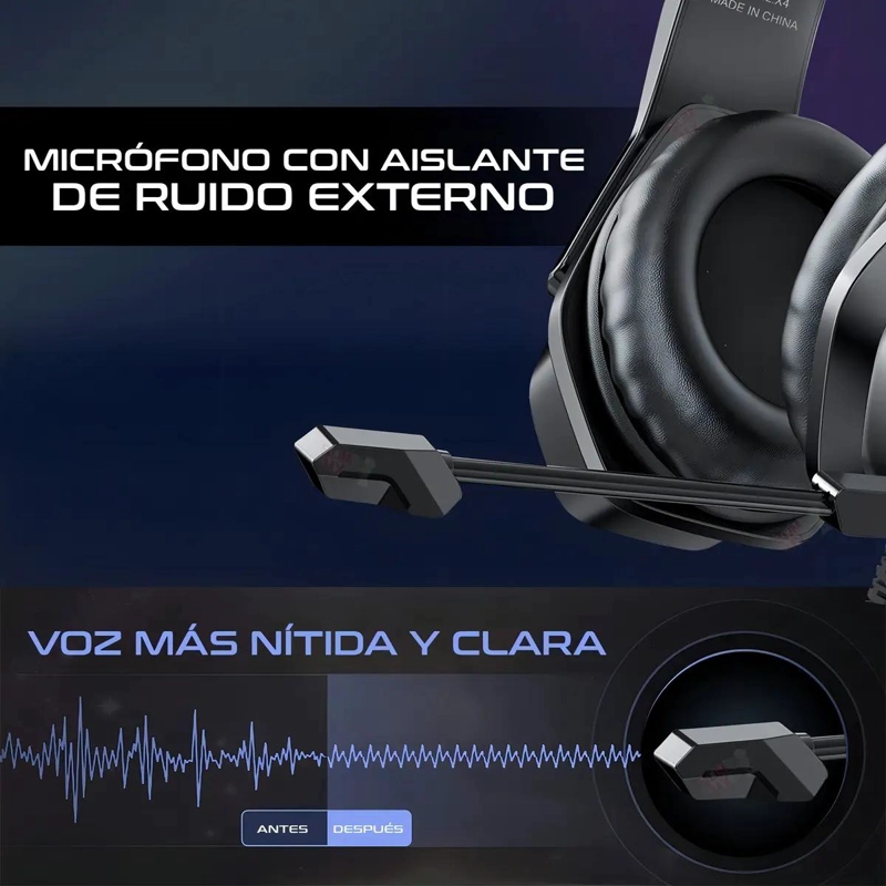 AUDIFONOS GAMER ONIKUMA X4 CON LUZ LED RGB PARA PS4 PS5 Y - 3