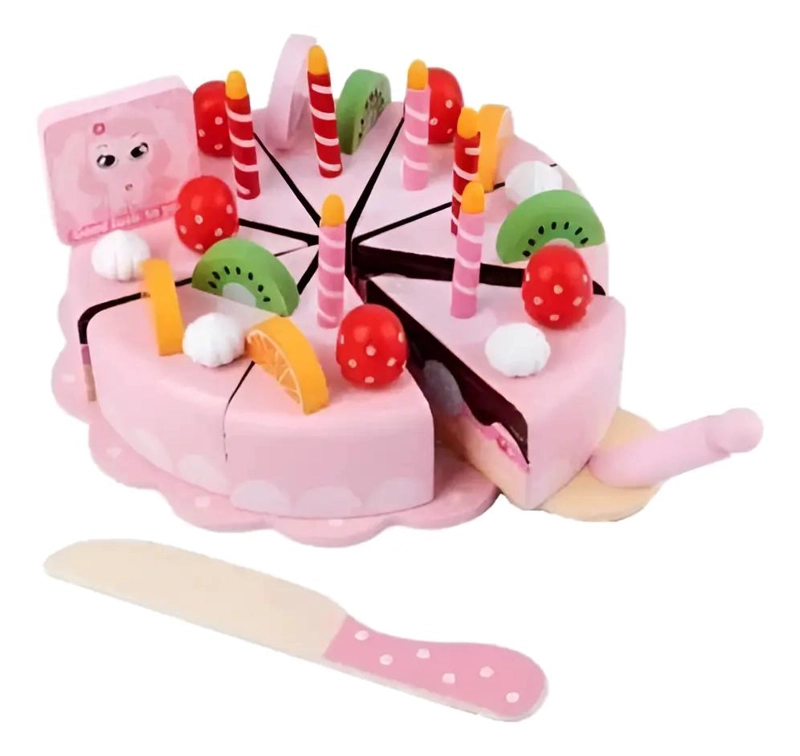 JUGUETE TORTA DE CUMPLEAÑOS DE MADERA CON VELCRO - 1