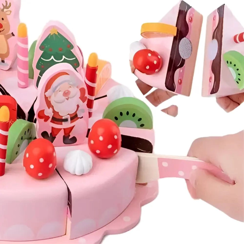 JUGUETE TORTA DE CUMPLEAÑOS DE MADERA CON VELCRO - 5