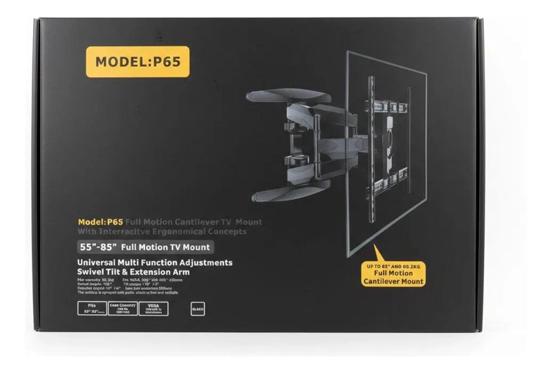 BRAZO ARTICULADO UNIVERSAL PARA TV 55-85 PULGADAS NEGRO - 1