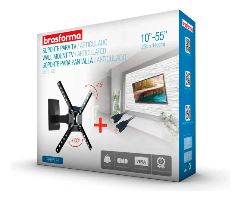 SOPORTE TV CON BRAZO PARA PANTALLAS 10 A 55 PULGADAS Y 1M - 2