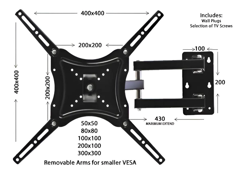 SOPORTE DE BRAZO PARA TV DE 14 A 55 PULGADAS HASTA 55KG - 2