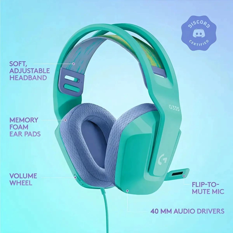 AUDIFONOS GAMING CON CABLE COLOR CELESTE - 5