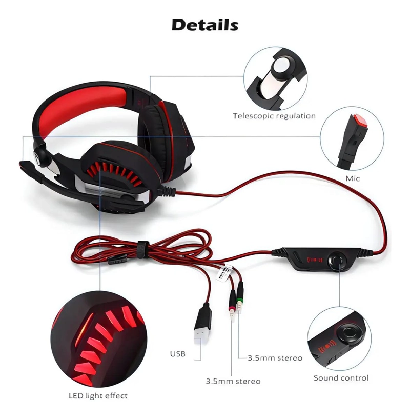 AUDIFONOS GAMER CON LUZ LED Y MICROFONO INTEGRADO - 3