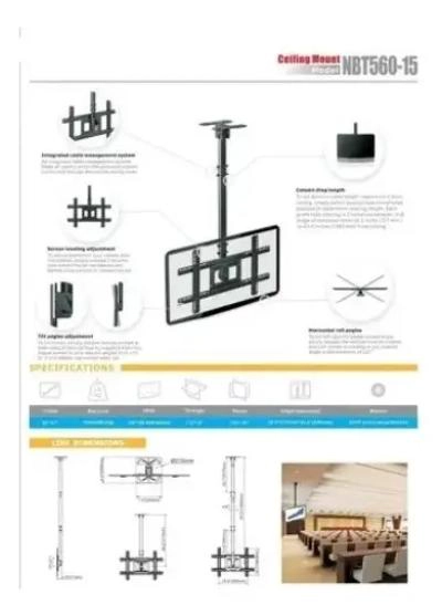 SOPORTE DE TECHO AJUSTABLE PARA TV 32 A 75 PULGADAS - 3