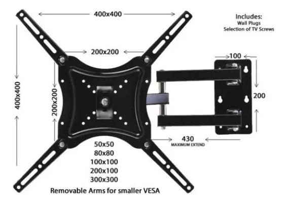 SOPORTE DE BRAZO PARA TV DE 14 A 55 PULGADAS CON GIRO DE - 4