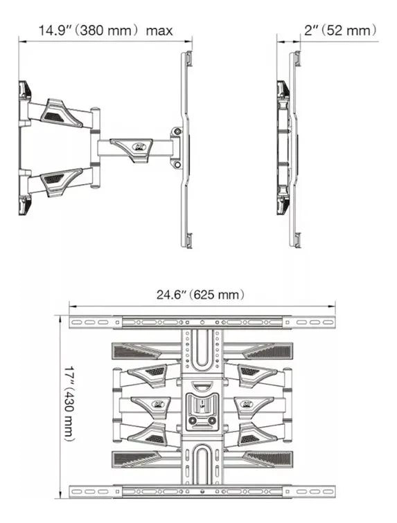 SOPORTE UNIVERSAL BRAZO ARTICULADO PARA TV 45 A 75 PULG - 3