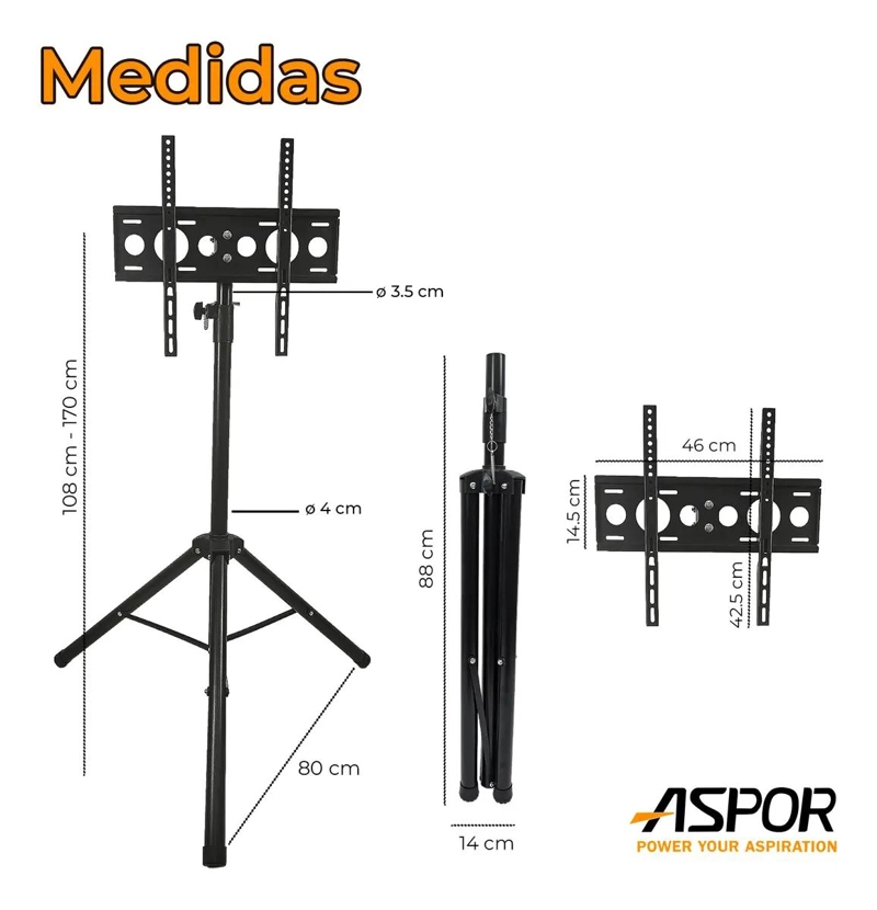 TRIPODE AJUSTABLE PARA TV 32 A 55 PULGADAS CON BASE GIRAR - 2