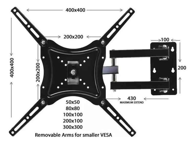 SOPORTE DE PARED AJUSTABLE PARA TV 32 A 55 PULGADAS - 5