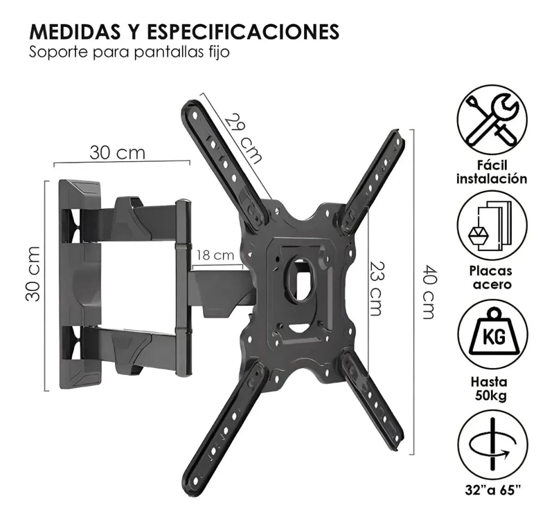 SOPORTE DE PARED ARTICULADO PARA TV 32-65 PULGADAS - 5