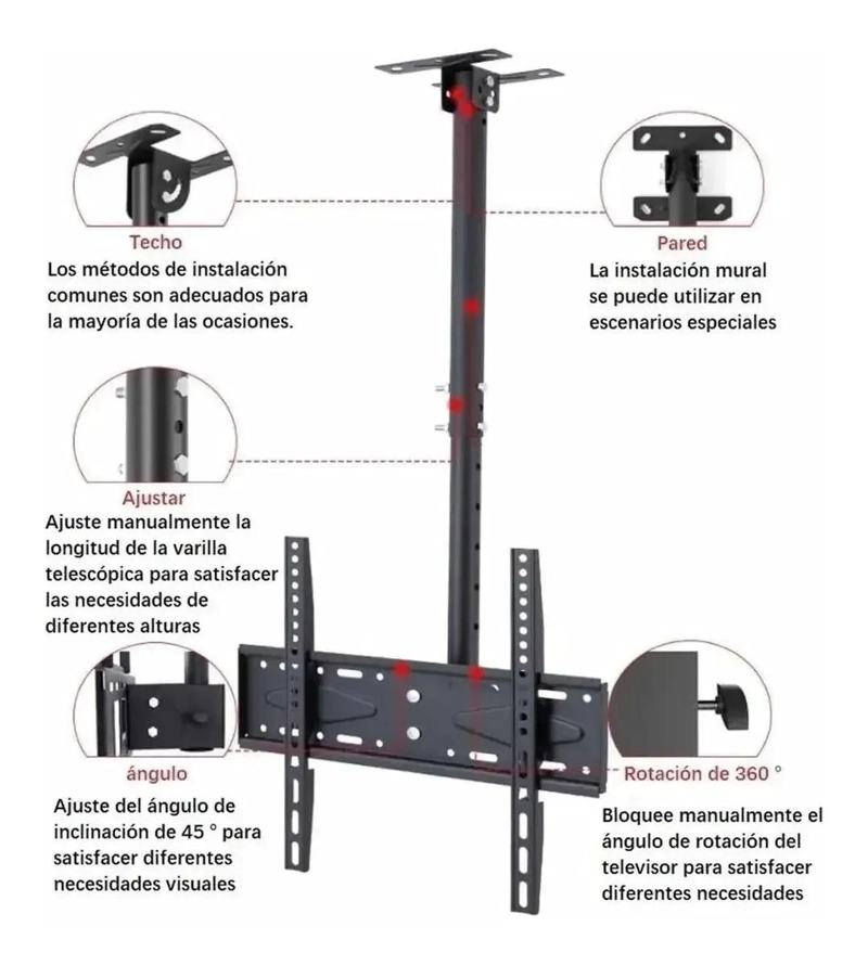 SOPORTE DE TECHO GIRATORIO PARA TV 32 A 70 PULGADAS - 5