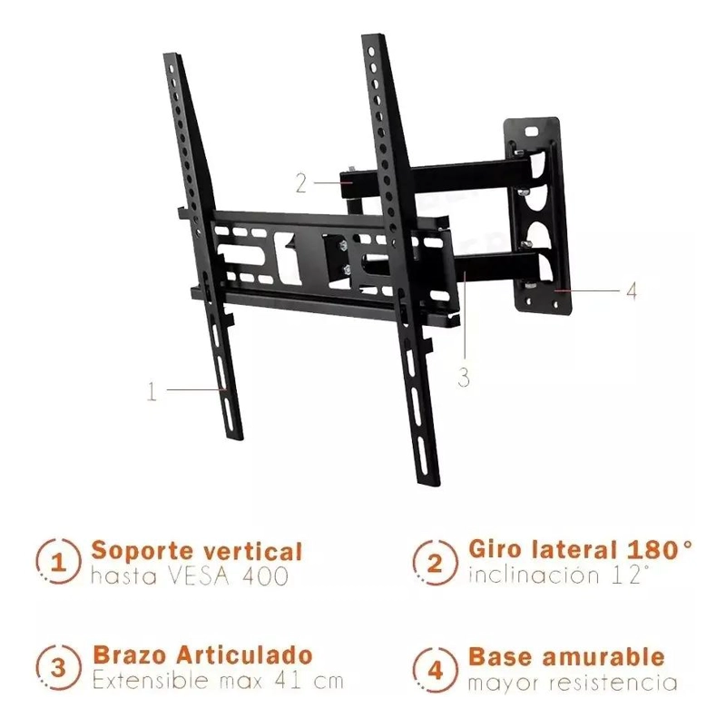 SOPORTE DE ESQUINA PARA TV 26 A 63 PULGADAS CON BRAZO - 3