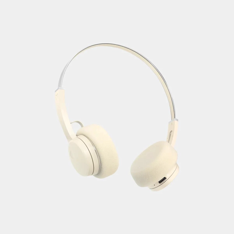 AUDIFONOS ON-EAR BLUETOOTH 5.3 BEIGE RETRO - 2