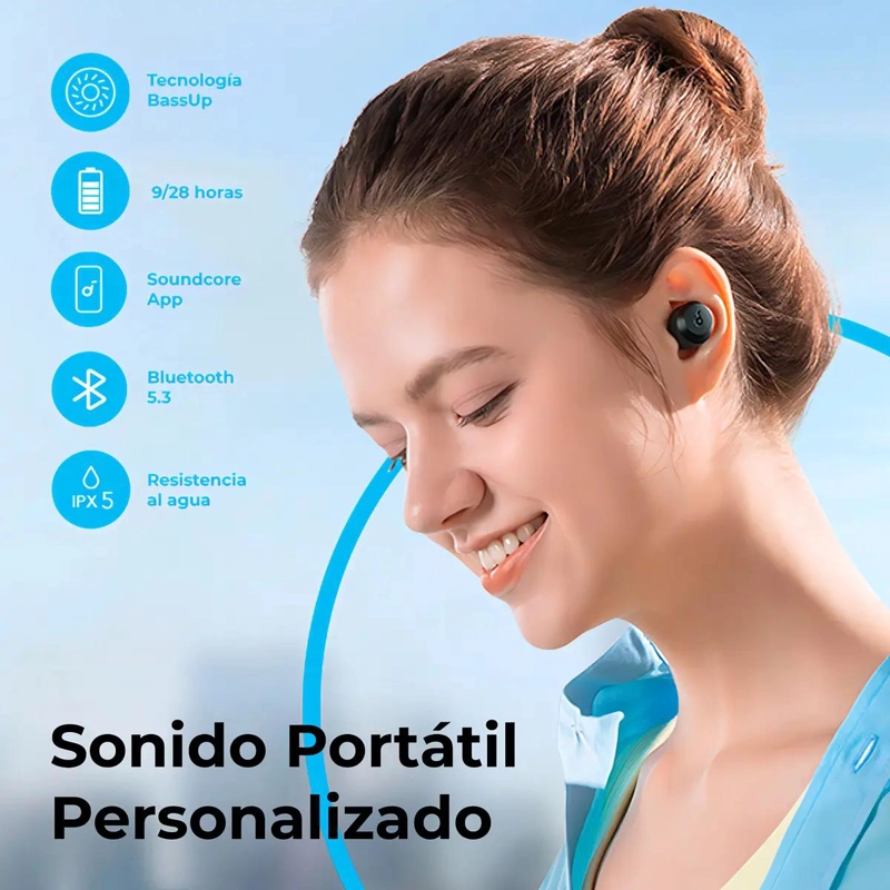 AUDIFONOS INALAMBRICOS NEGROS CON MICROFONO Y CONTROL - 2