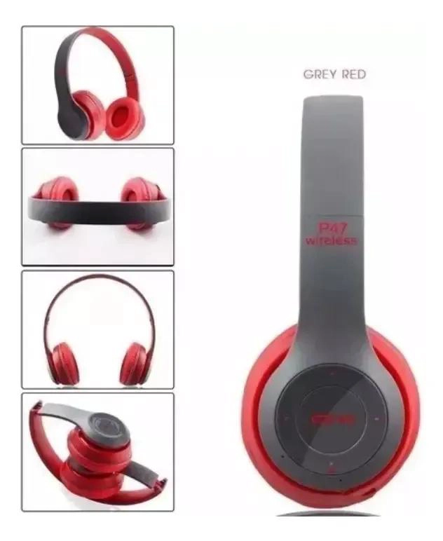 AUDIFONOS INALAMBRICOS BLUETOOTH P47 COLOR ROJO - 2
