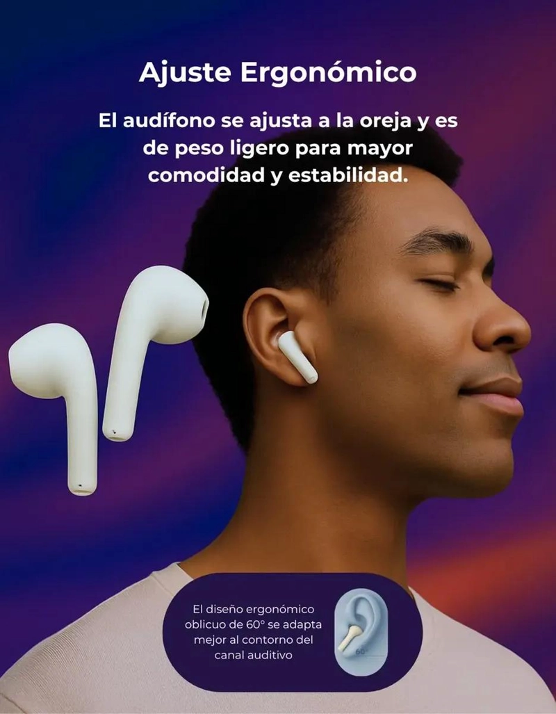 AUDIFONOS INALAMBRICOS BLUETOOTH 5.3 IN EAR NEGRO Y BLANC - 5