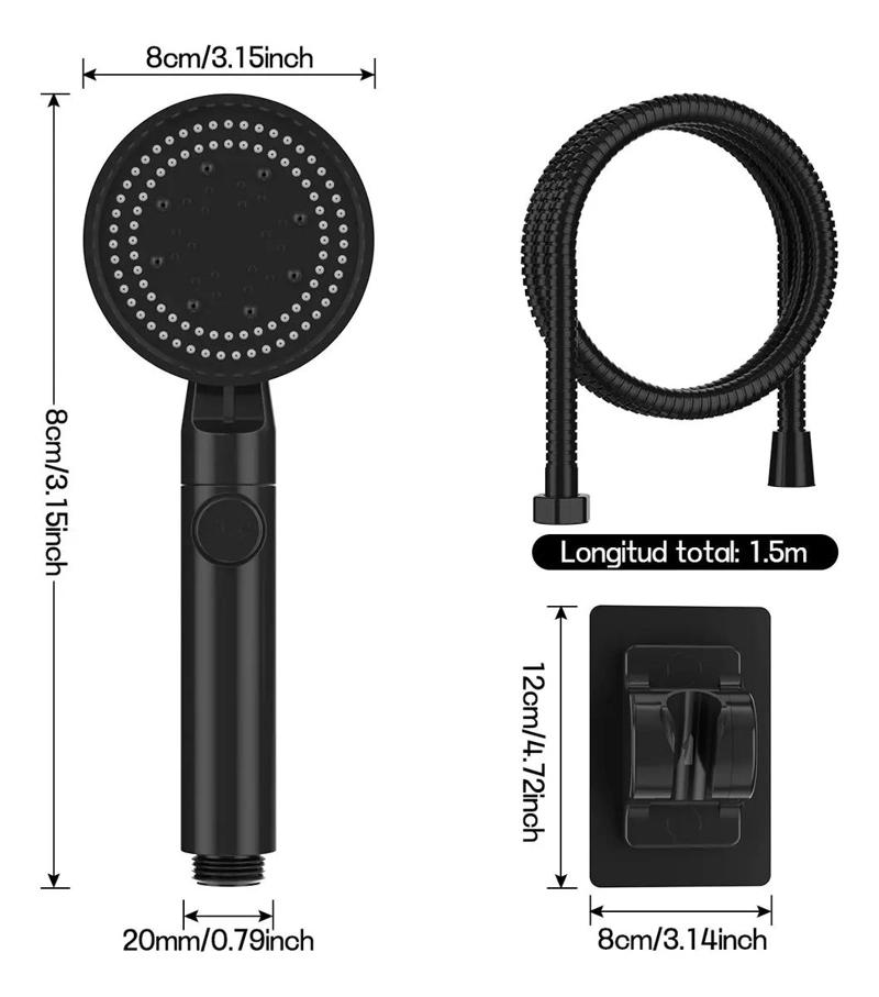 KIT MANGUERA DUCHA TELE FONO SOPORTE ACERO INOXIDABLE - 3