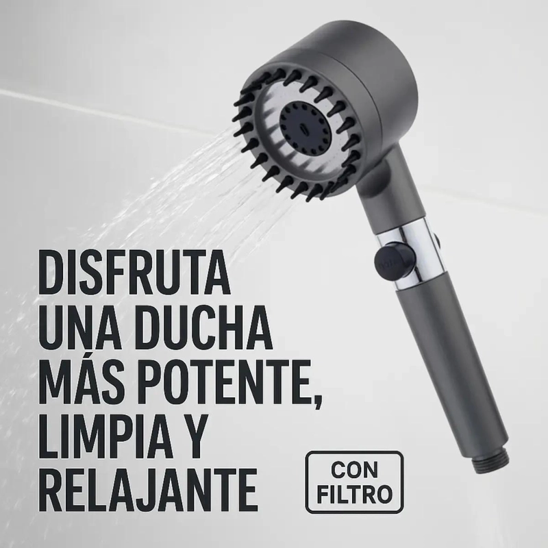 CABEZAL DE DUCHA AJUSTABLE CON FILTRO Y ALTA PRESION - 2