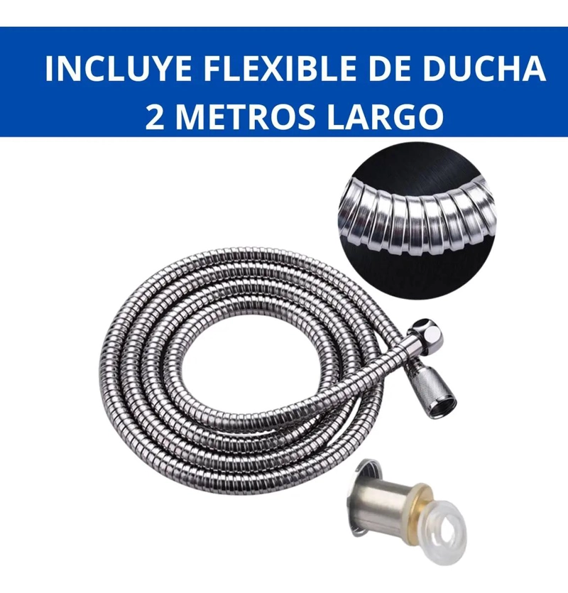 CABEZAL DE DUCHA CON FILTRO Y MANGUERA FLEXIBLE 2 METROS - 4