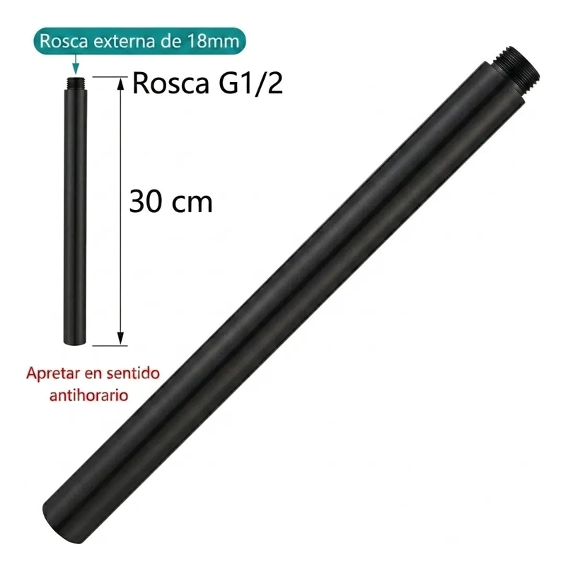 TUBO EXTENSION 30CM PARA COLUMNA DE DUCHA 18MM - 2