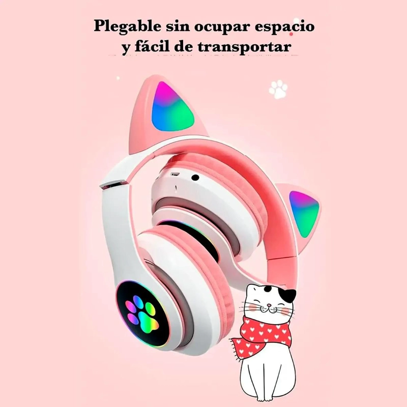 AUDIFONOS BLUETOOTH INALAMBRICOS RGB OREJAS DE GATO - 3