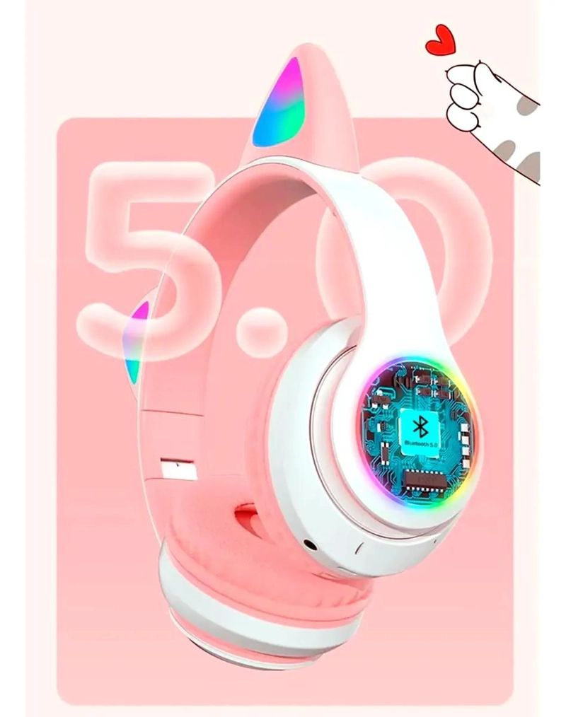 AUDIFONOS BLUETOOTH INALAMBRICOS RGB OREJAS DE GATO - 5