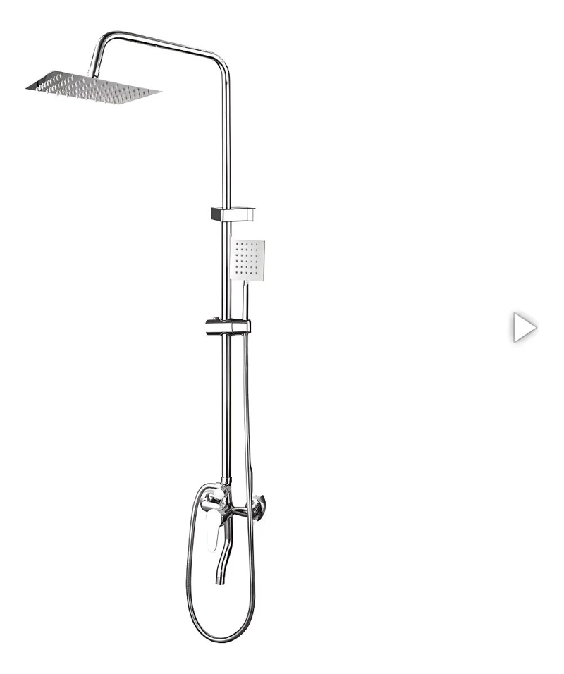 COLUMNA DE DUCHA FIJA CUADRADA CROMADA TIPO TELE FONO - 2