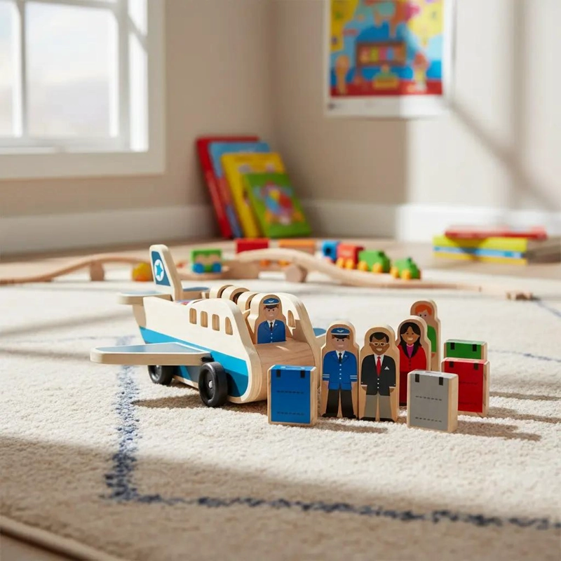 AVION DE MADERA DIDACTICO PARA NIÑOS - 1