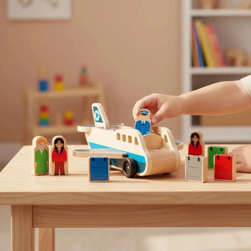 AVION DE MADERA DIDACTICO PARA NIÑOS - 2
