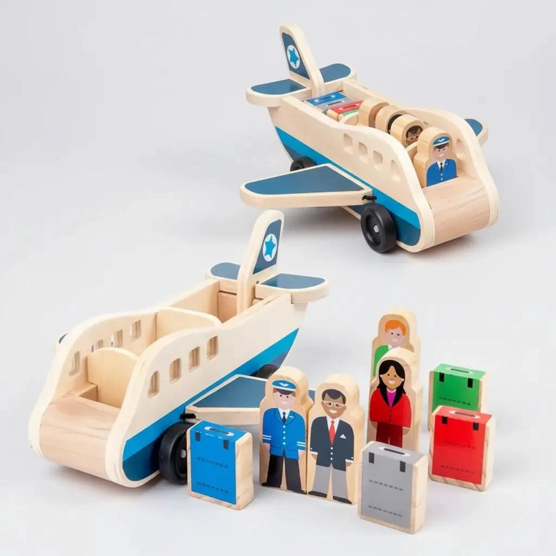 AVION DE MADERA DIDACTICO PARA NIÑOS - 3