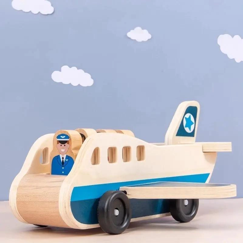 AVION DE MADERA DIDACTICO PARA NIÑOS - 4