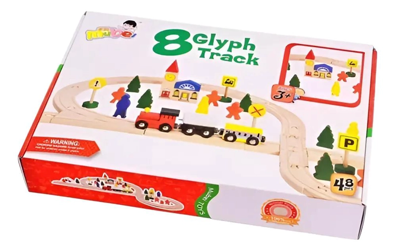 TREN DE MADERA CON RIEL DE 48 PIEZAS - 3