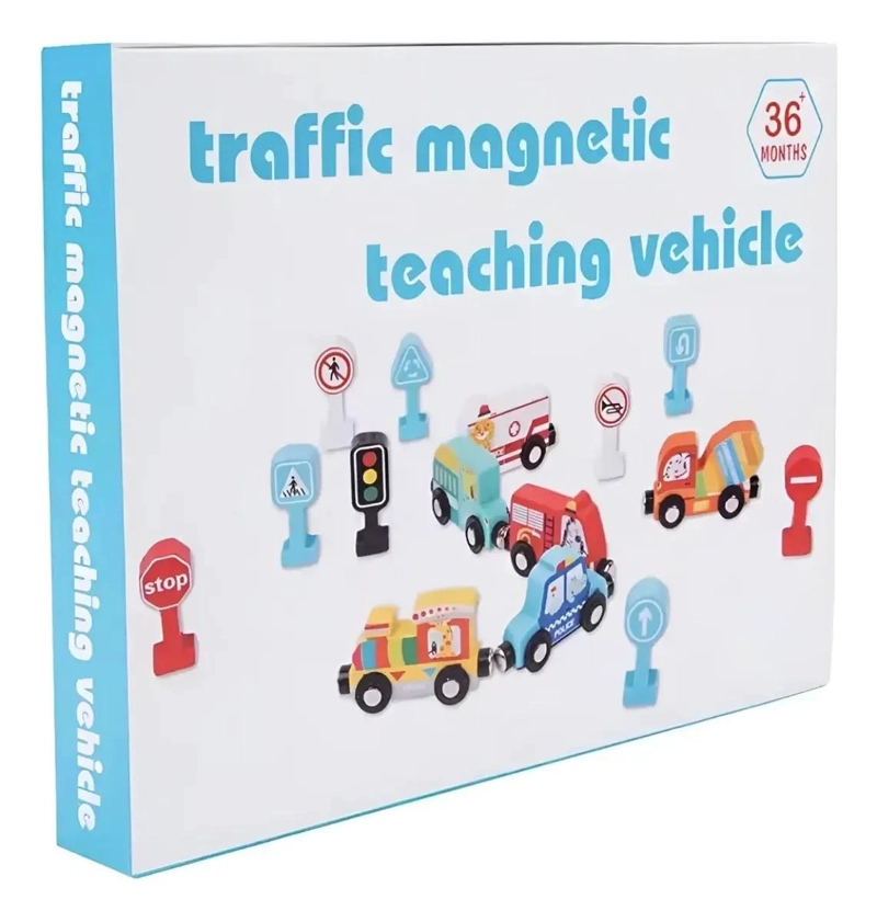 JUEGO TREN MAGNE TICO CON SEÑALES DE TRANSITO MONTESSORI - 1