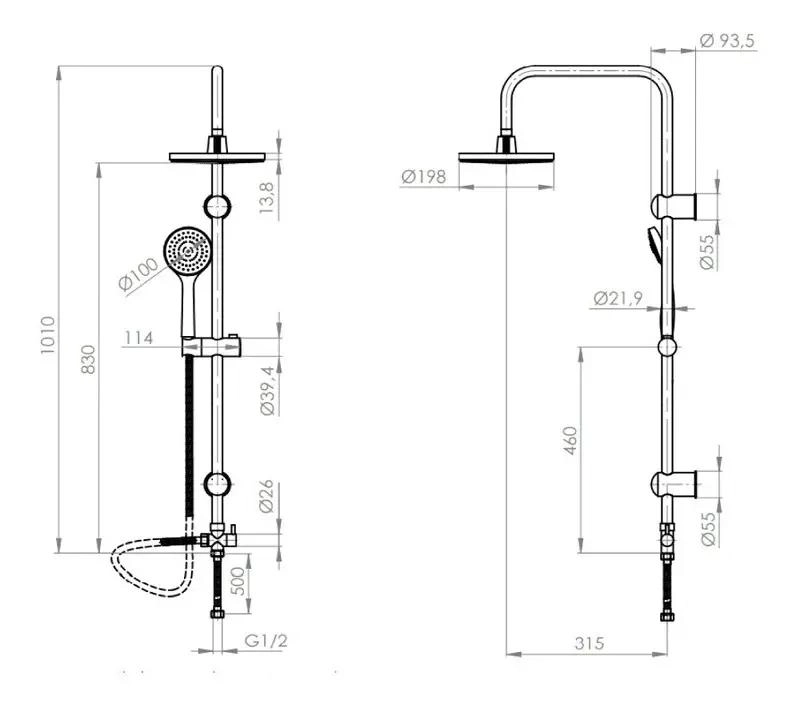 COLUMNA DE DUCHA CON GRIFO Y LLAVE MODELO RIMINI STRETTO - 5
