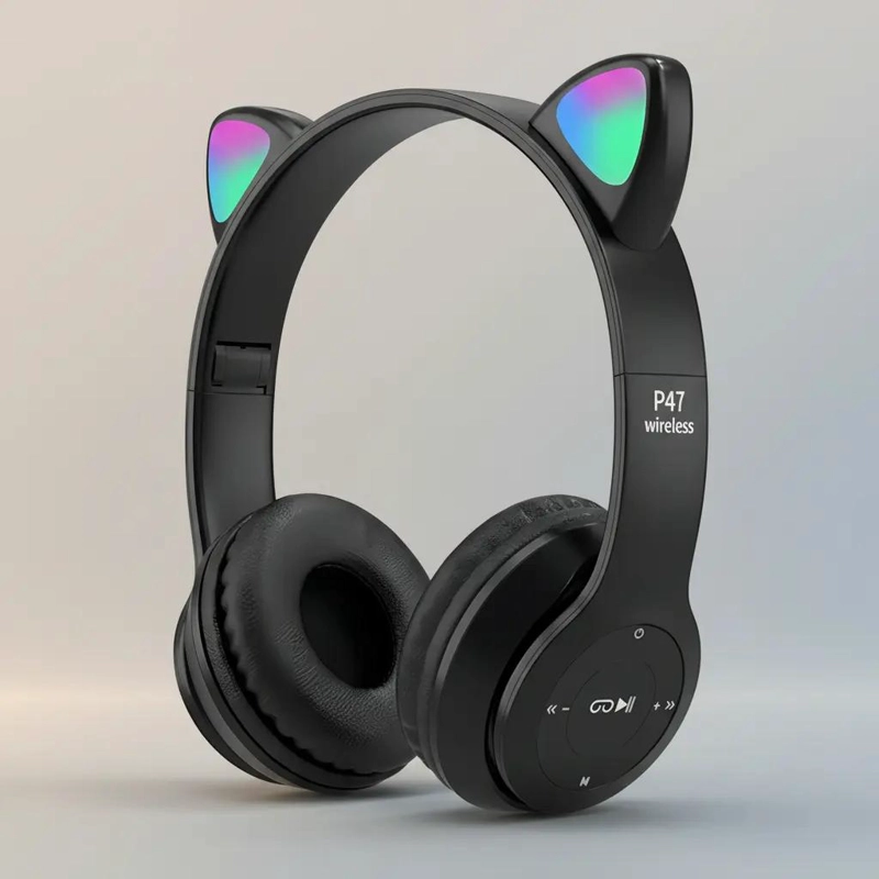 AURICULARES INALAMBRICOS CON LUZ RGB LED Y DISEÑO NEGRO - 3