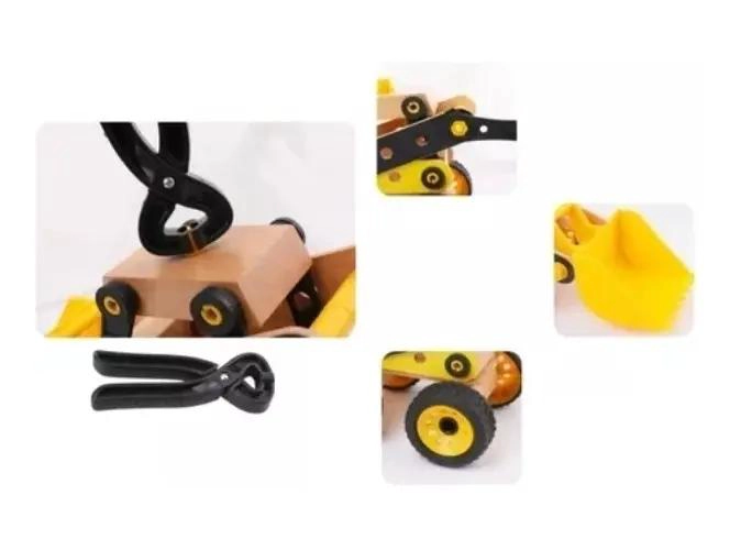 CAMION EXCAVADORA DIDACTICO DE MADERA PARA NIÑOS - 2