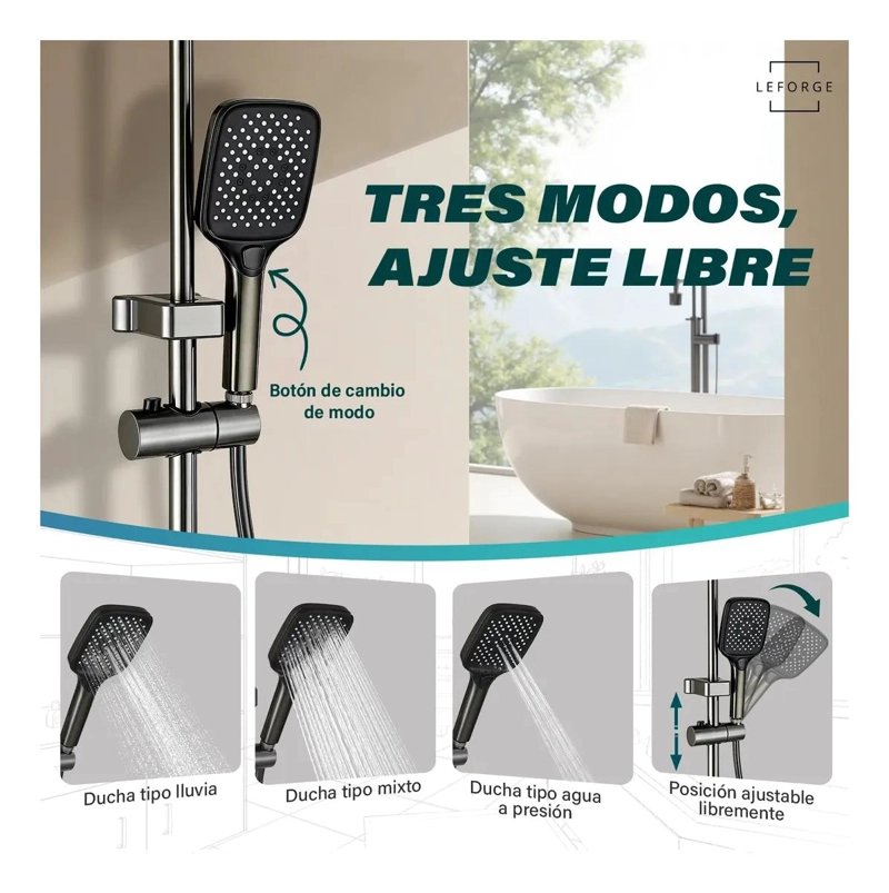 COLUMNA DE DUCHA MODERNA CON 4 FUNCIONES Y PANTALLA - 4