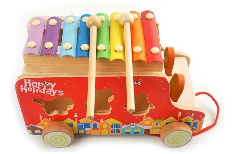 CAMION XILOFONO DE MADERA CON CARRITO DE ARRASTRE - 5