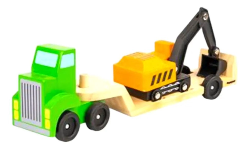 CAMION DE MADERA PORTA EXCAVADORA PARA NIÑOS - 1