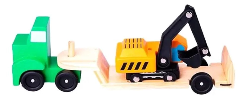 CAMION DE MADERA PORTA EXCAVADORA PARA NIÑOS - 2