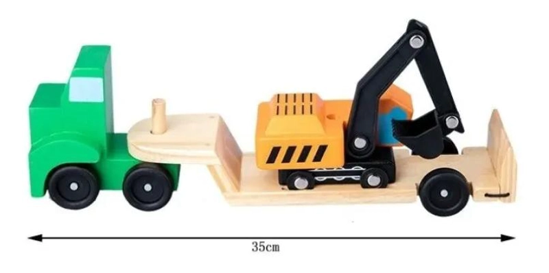 CAMION DE MADERA PORTA EXCAVADORA PARA NIÑOS - 3