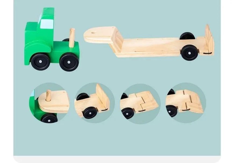 CAMION DE MADERA PORTA EXCAVADORA PARA NIÑOS - 4