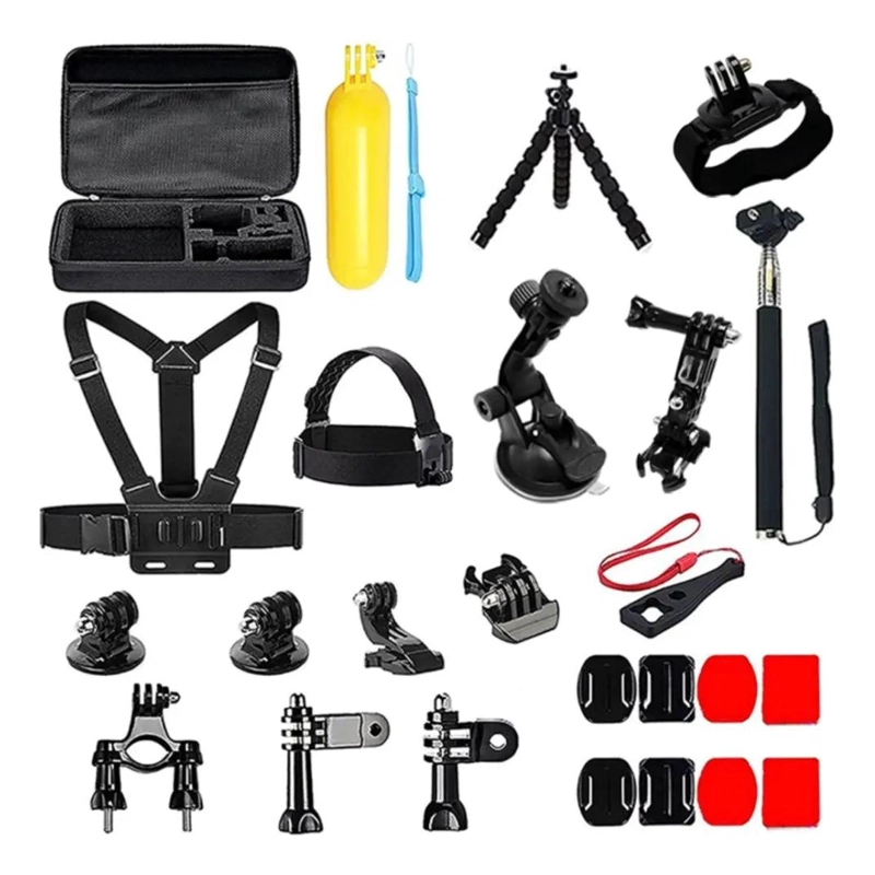 KIT 28 ACCESORIOS PARA CAMARA DEPORTIVA CON ESTUCHE - 1
