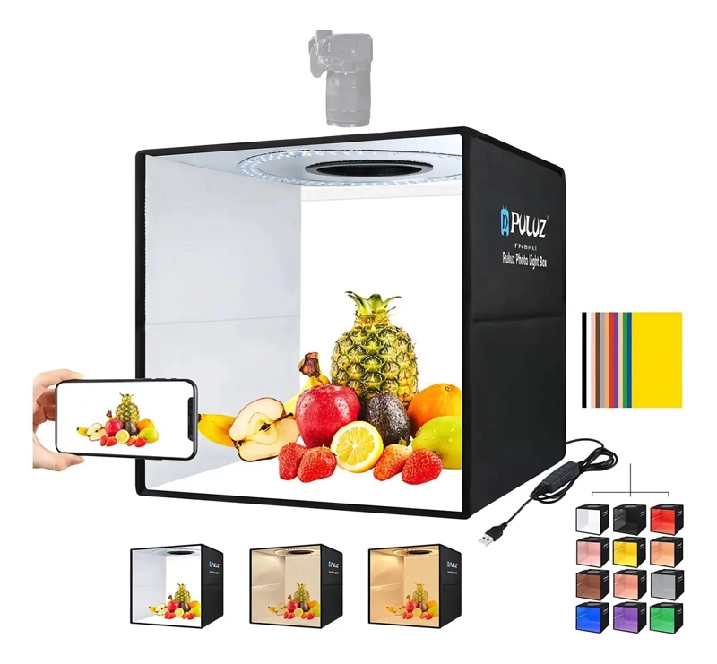 CAJA DE LUZ FOTOGRAFICA PLEGABLE 40CM CON 12 FONDOS - 1